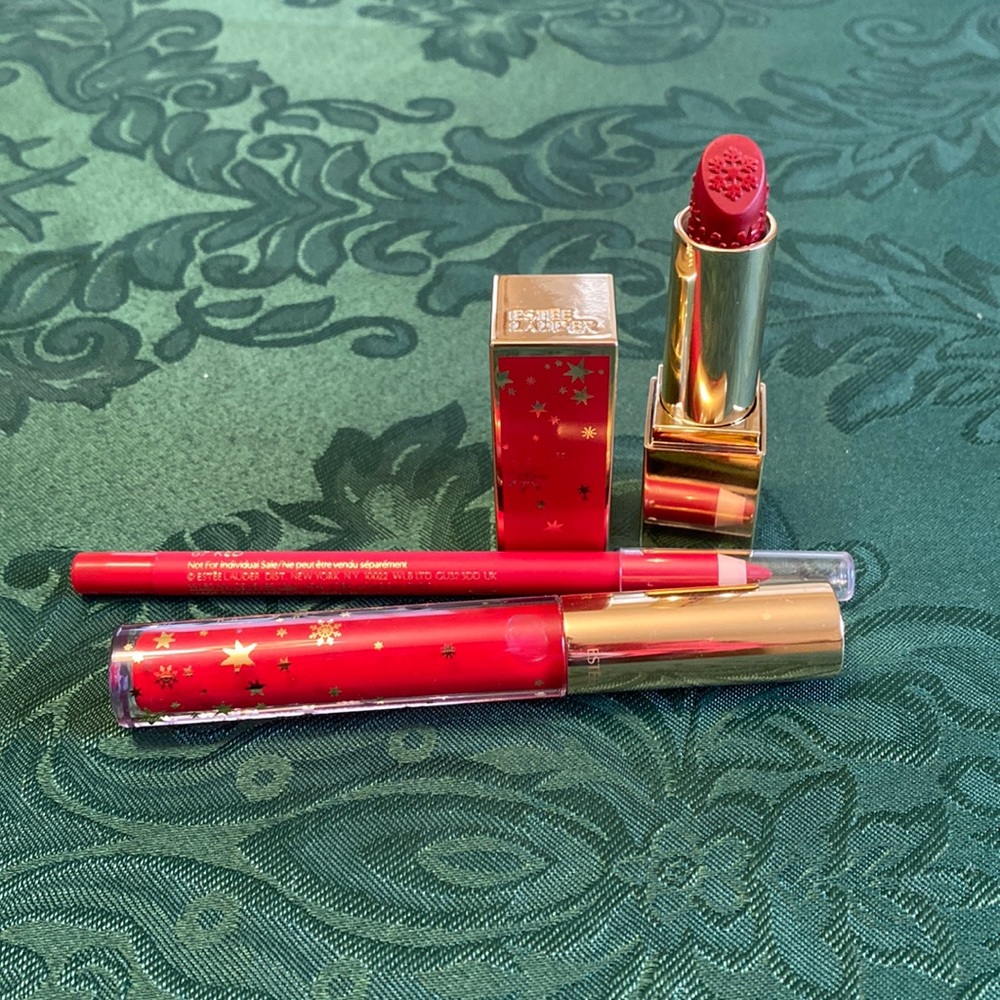 New lipstick, lipliner & gloss Red Estee Lauder 540 immortal 107 tender trap Set